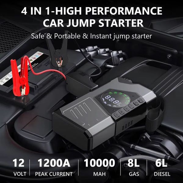 4in1 Newsmy Emergency Jump Starter 12V 10W 10000mAh + Inflator with Flashligh with LED Illumination