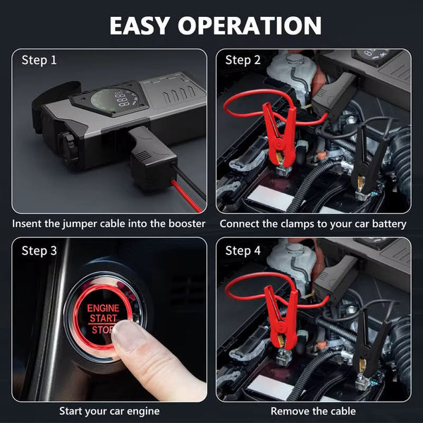 4in1 Newsmy Emergency Jump Starter 12V 10W 10000mAh + Inflator with Flashligh with LED Illumination